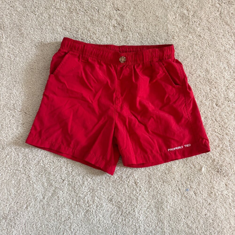 Boys Properly Tied Mallard Short Size YS Youth Small Red 8-9